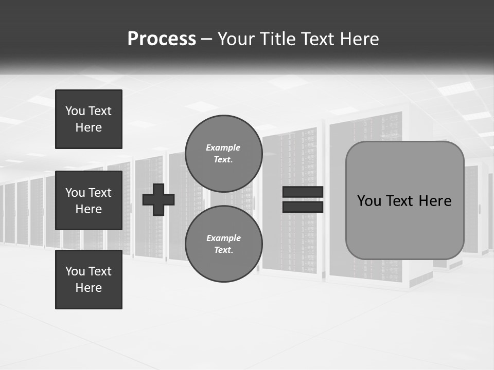 A Row Of Servers In A Data Center PowerPoint Template
