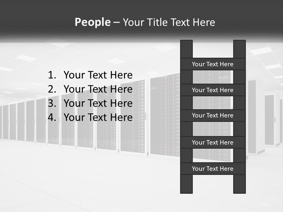A Row Of Servers In A Data Center PowerPoint Template
