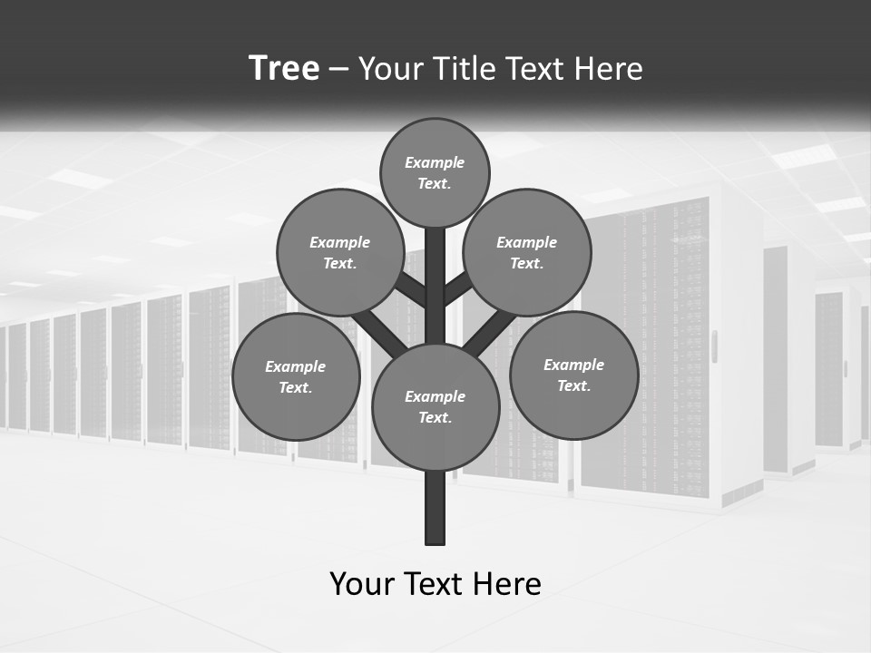 A Row Of Servers In A Data Center PowerPoint Template