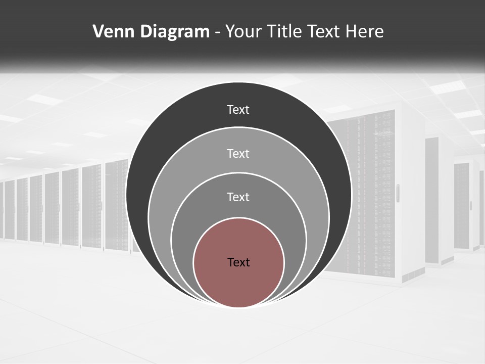 A Row Of Servers In A Data Center PowerPoint Template