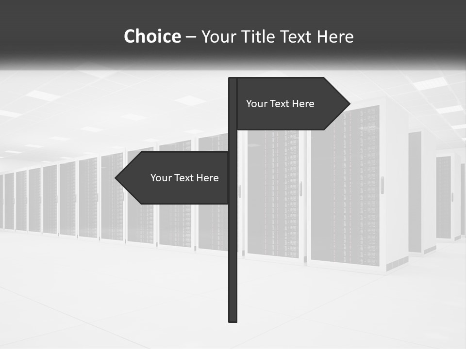 A Row Of Servers In A Data Center PowerPoint Template