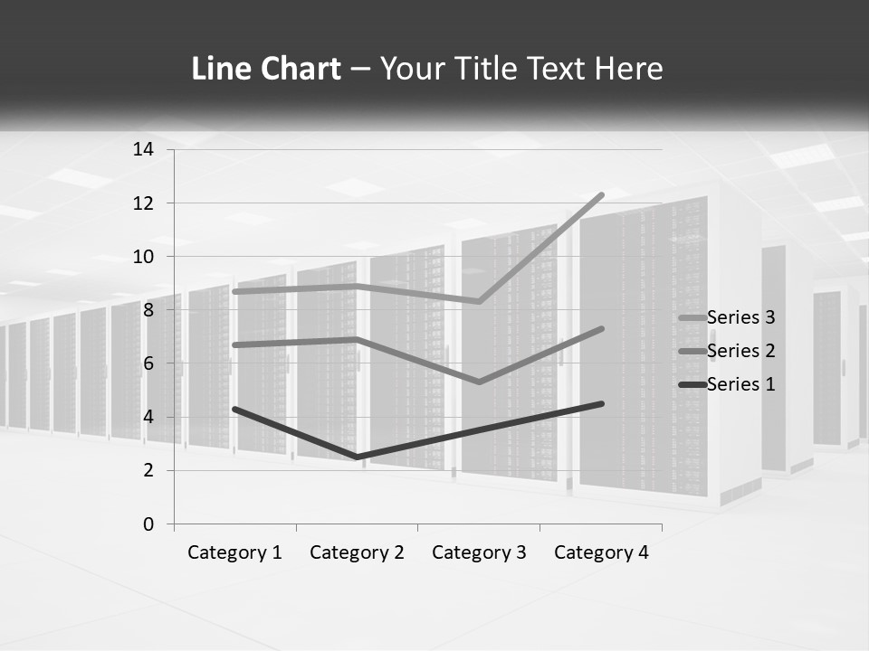 A Row Of Servers In A Data Center PowerPoint Template