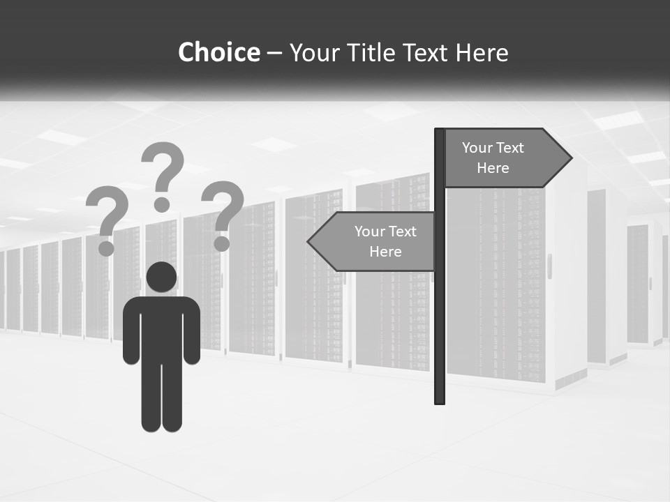 A Row Of Servers In A Data Center PowerPoint Template