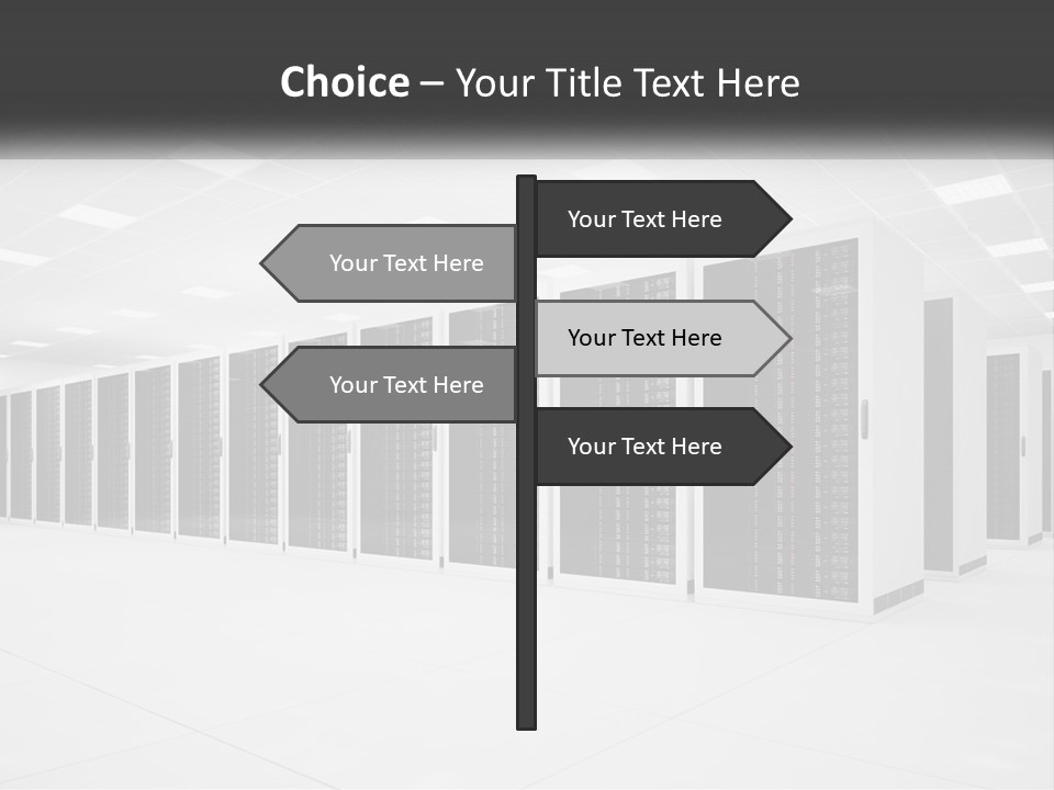 A Row Of Servers In A Data Center PowerPoint Template