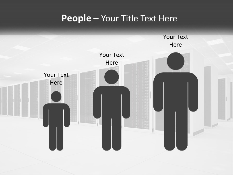 A Row Of Servers In A Data Center PowerPoint Template