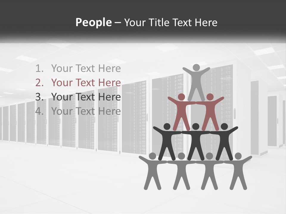 A Row Of Servers In A Data Center PowerPoint Template