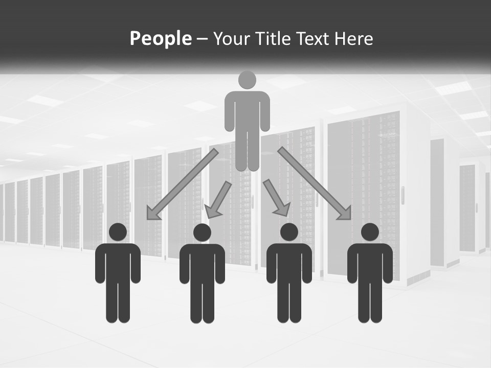 A Row Of Servers In A Data Center PowerPoint Template