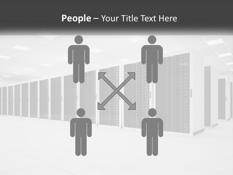 A Row Of Servers In A Data Center PowerPoint Template