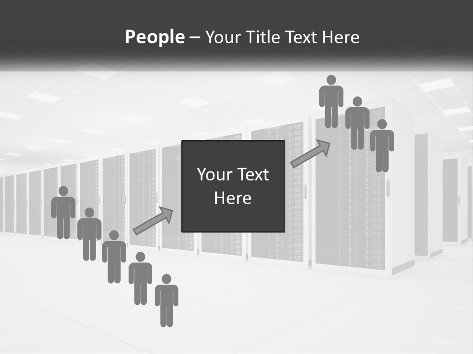 A Row Of Servers In A Data Center PowerPoint Template