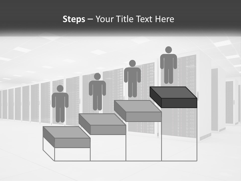 A Row Of Servers In A Data Center PowerPoint Template