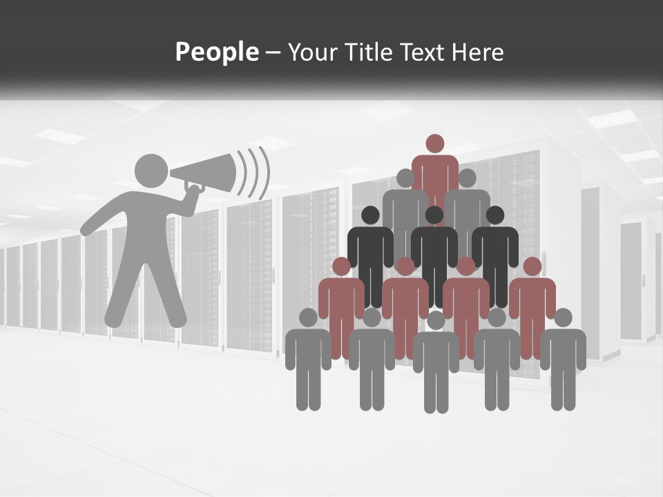 A Row Of Servers In A Data Center PowerPoint Template