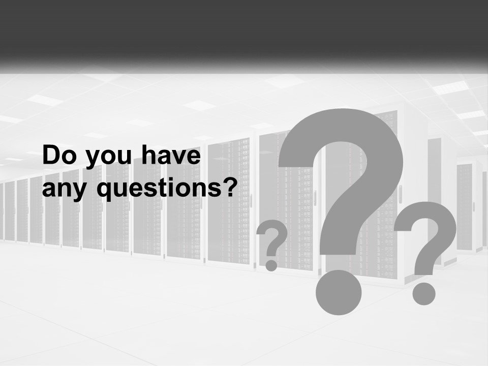A Row Of Servers In A Data Center PowerPoint Template