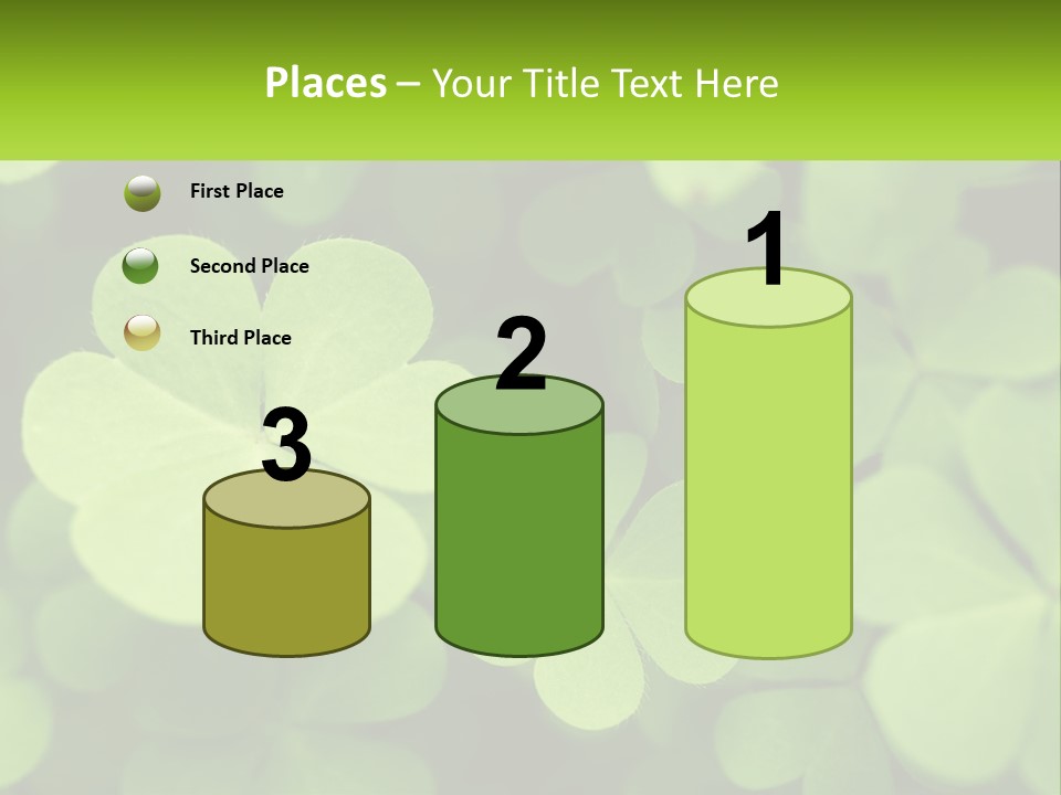 A Group Of Four Leaf Clovers With A Green Background PowerPoint Template