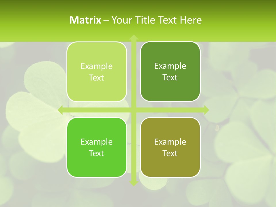 A Group Of Four Leaf Clovers With A Green Background PowerPoint Template