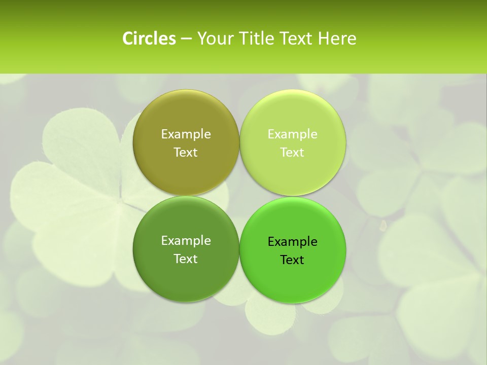 A Group Of Four Leaf Clovers With A Green Background PowerPoint Template