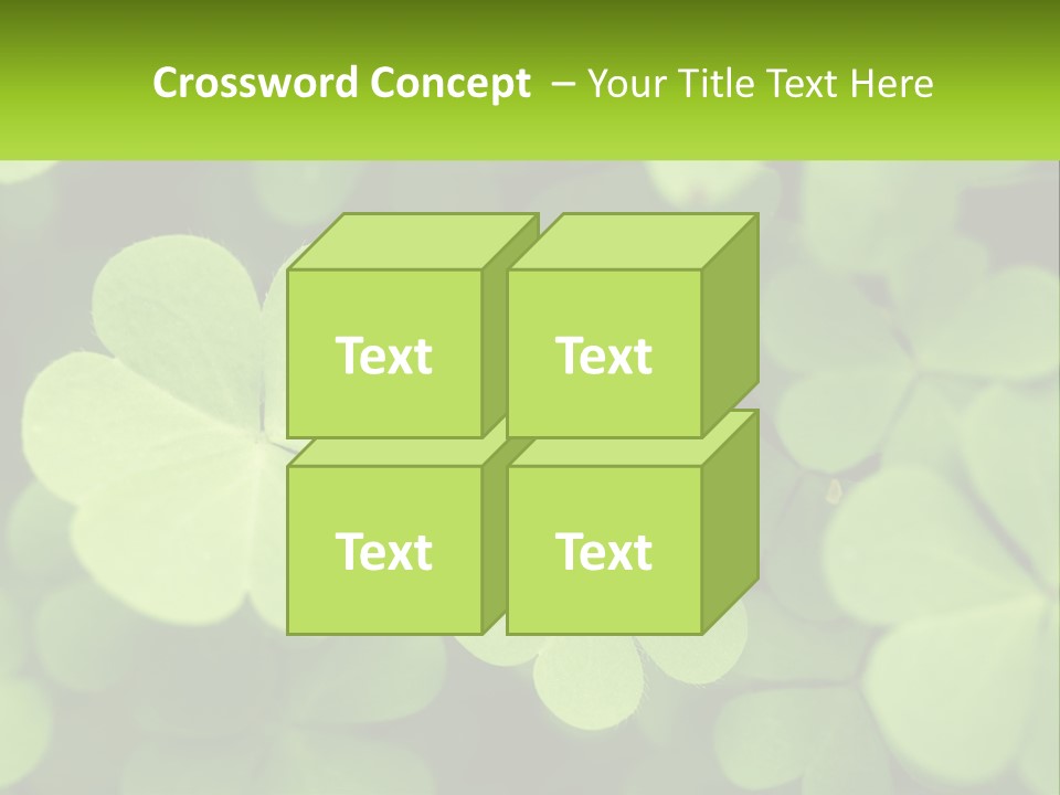 A Group Of Four Leaf Clovers With A Green Background PowerPoint Template