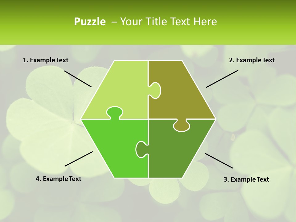 A Group Of Four Leaf Clovers With A Green Background PowerPoint Template