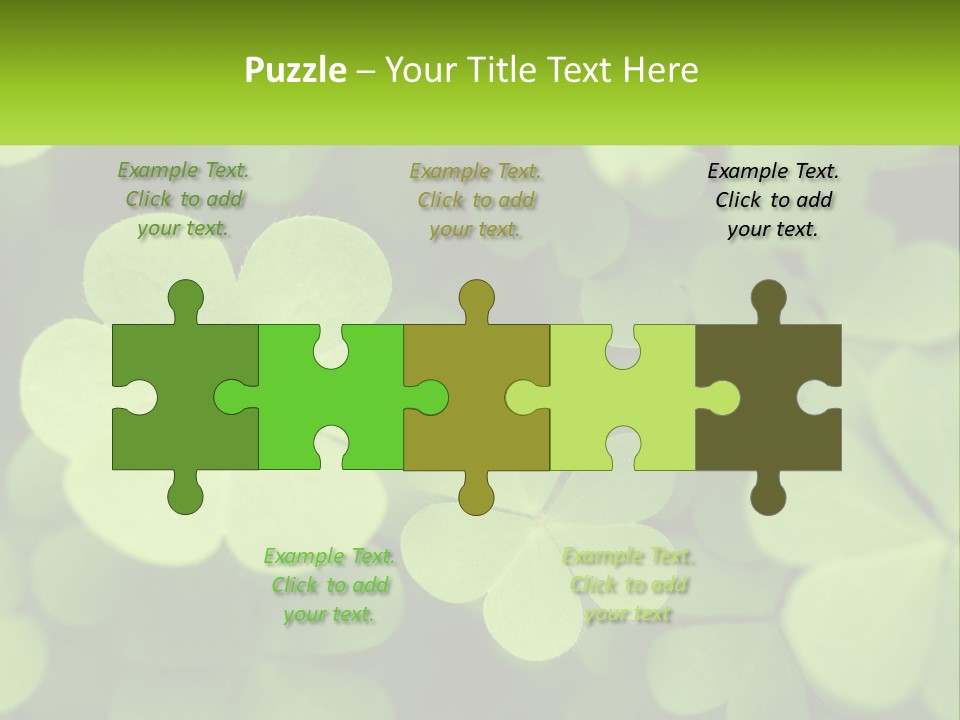 A Group Of Four Leaf Clovers With A Green Background PowerPoint Template