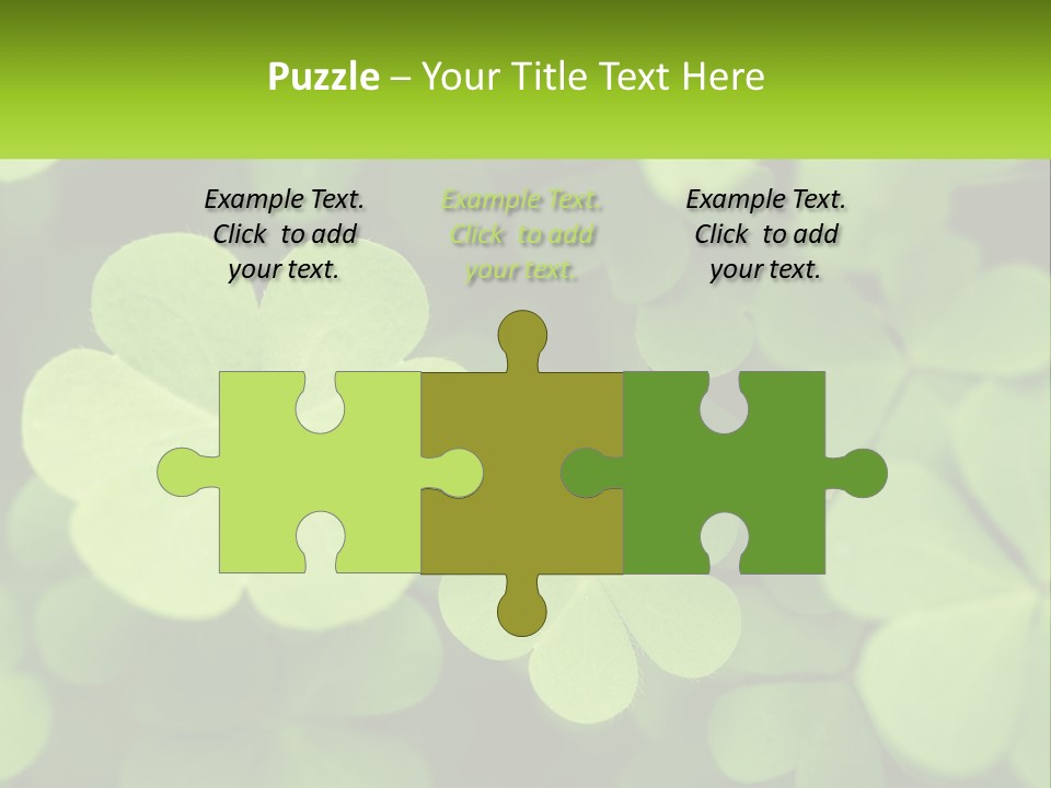 A Group Of Four Leaf Clovers With A Green Background PowerPoint Template