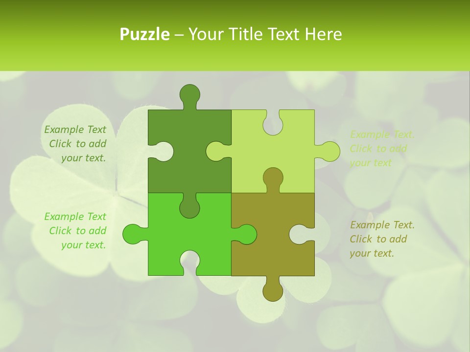 A Group Of Four Leaf Clovers With A Green Background PowerPoint Template