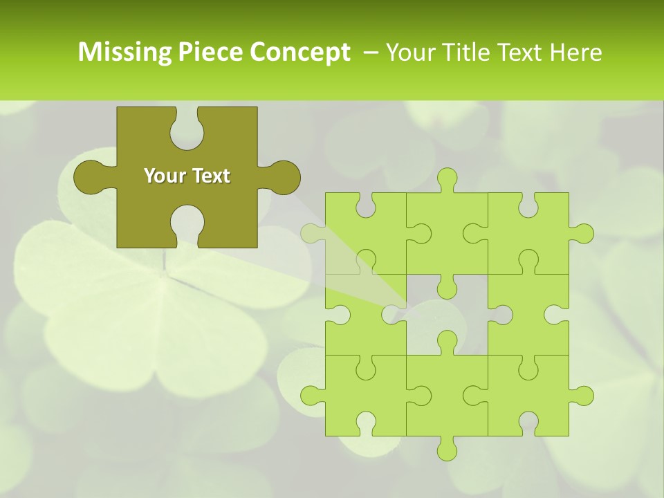 A Group Of Four Leaf Clovers With A Green Background PowerPoint Template