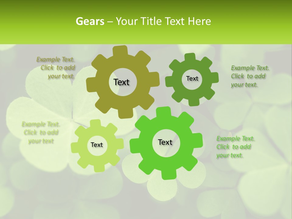 A Group Of Four Leaf Clovers With A Green Background PowerPoint Template