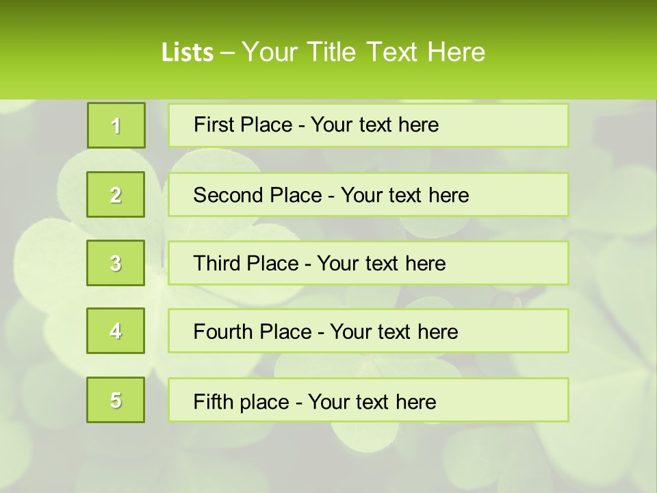 A Group Of Four Leaf Clovers With A Green Background PowerPoint Template