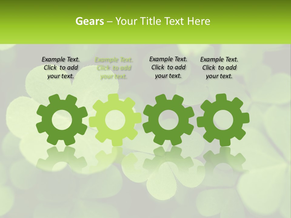 A Group Of Four Leaf Clovers With A Green Background PowerPoint Template