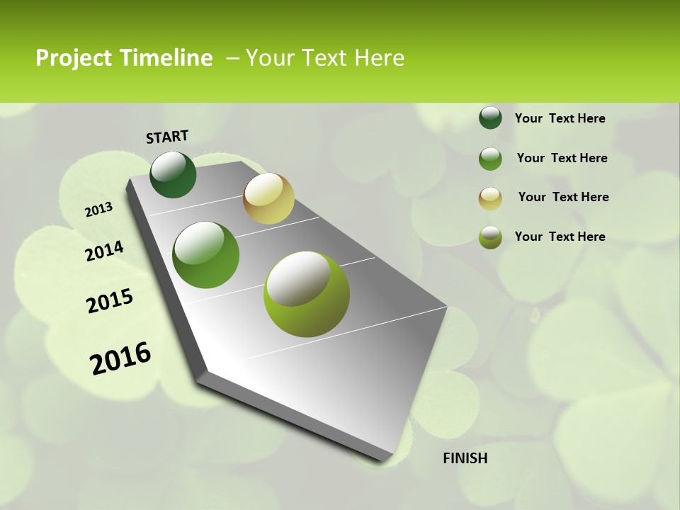A Group Of Four Leaf Clovers With A Green Background PowerPoint Template