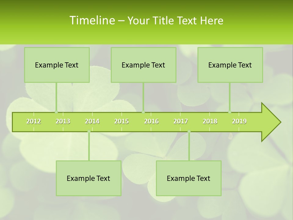A Group Of Four Leaf Clovers With A Green Background PowerPoint Template