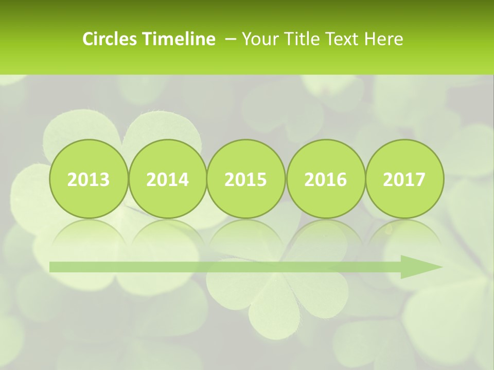 A Group Of Four Leaf Clovers With A Green Background PowerPoint Template
