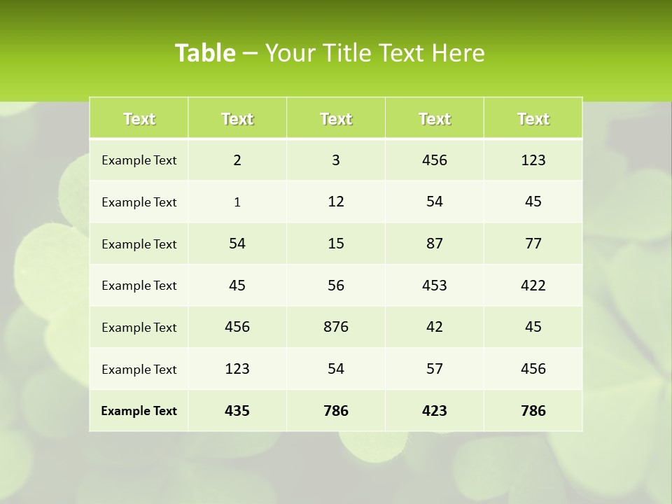 A Group Of Four Leaf Clovers With A Green Background PowerPoint Template
