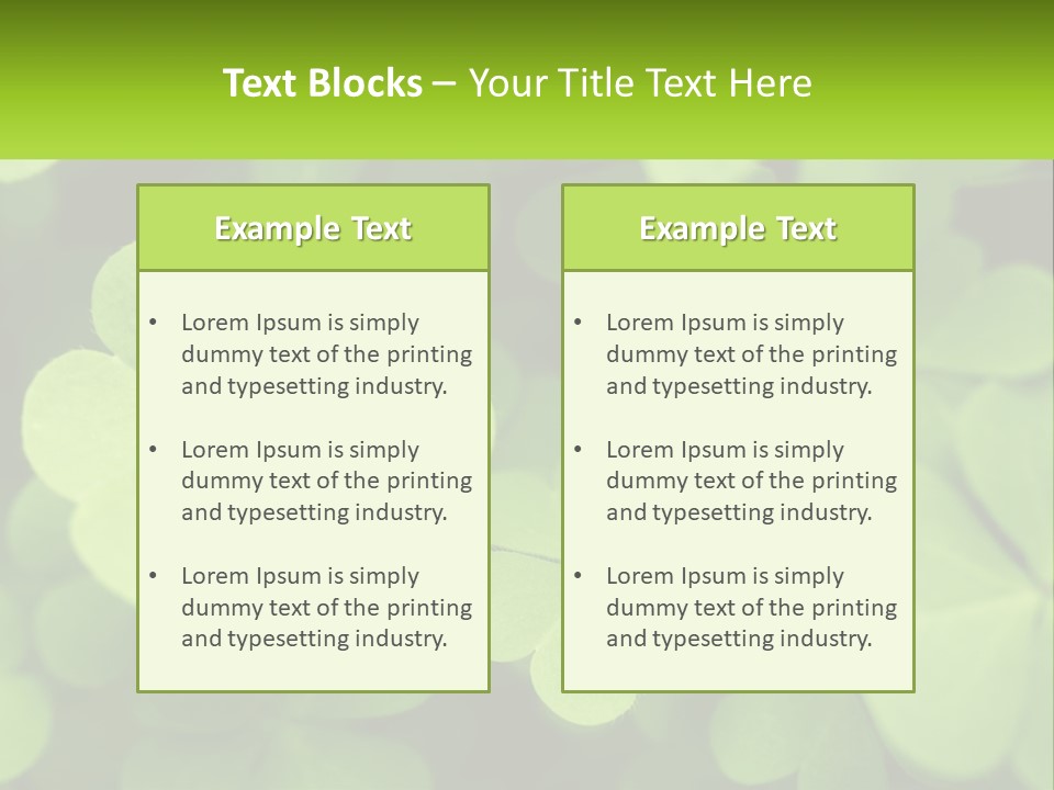 A Group Of Four Leaf Clovers With A Green Background PowerPoint Template