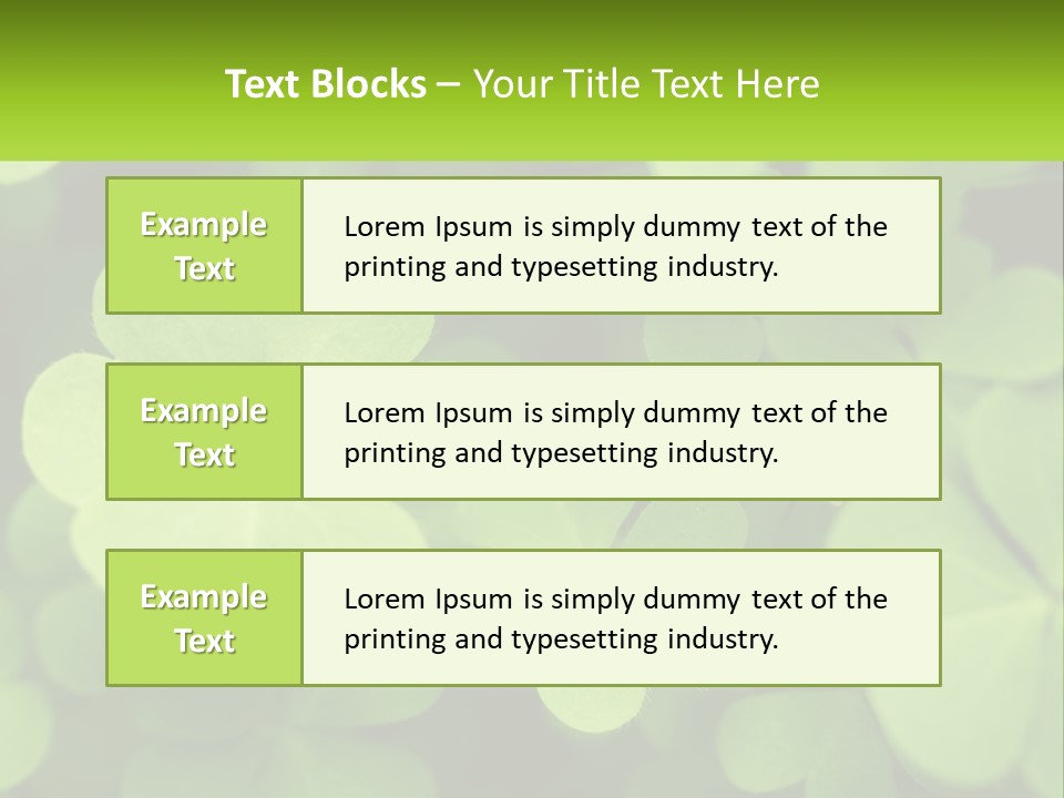 A Group Of Four Leaf Clovers With A Green Background PowerPoint Template