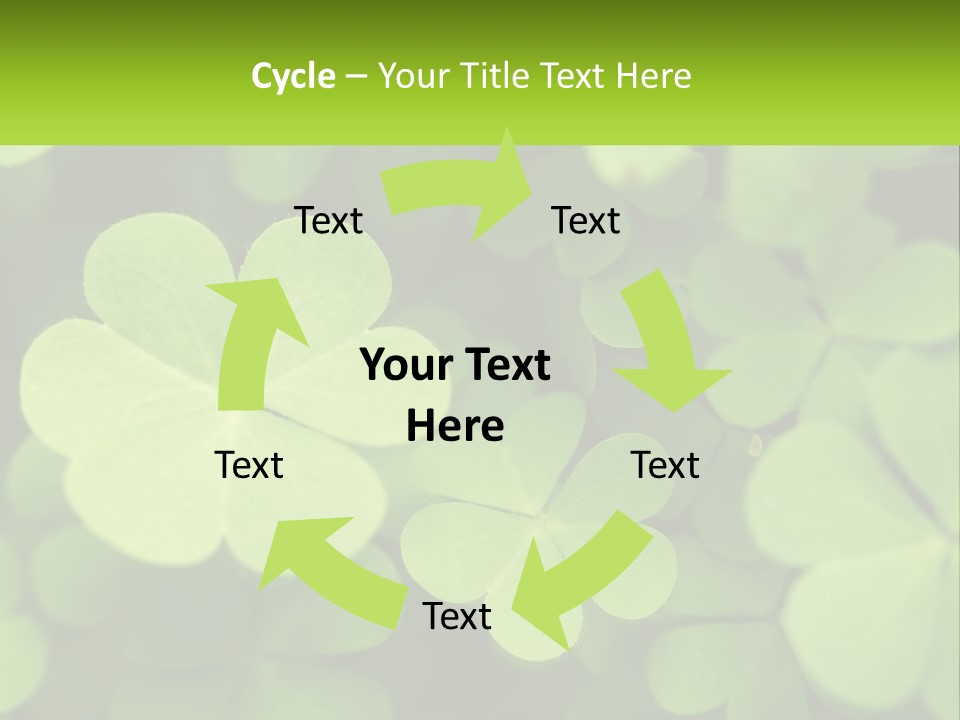 A Group Of Four Leaf Clovers With A Green Background PowerPoint Template