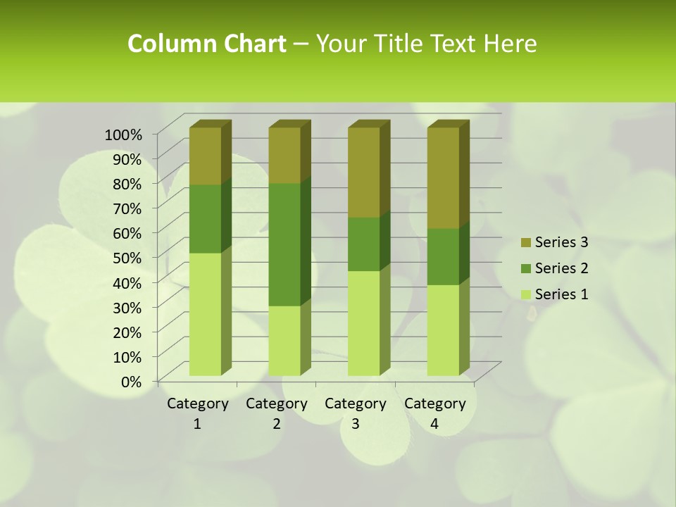 A Group Of Four Leaf Clovers With A Green Background PowerPoint Template