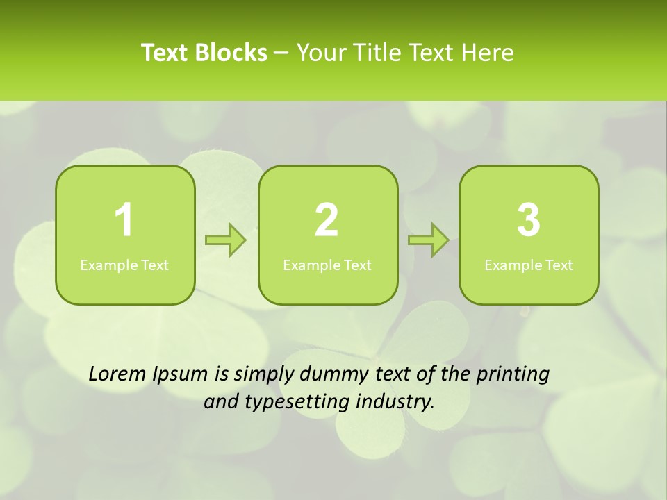 A Group Of Four Leaf Clovers With A Green Background PowerPoint Template