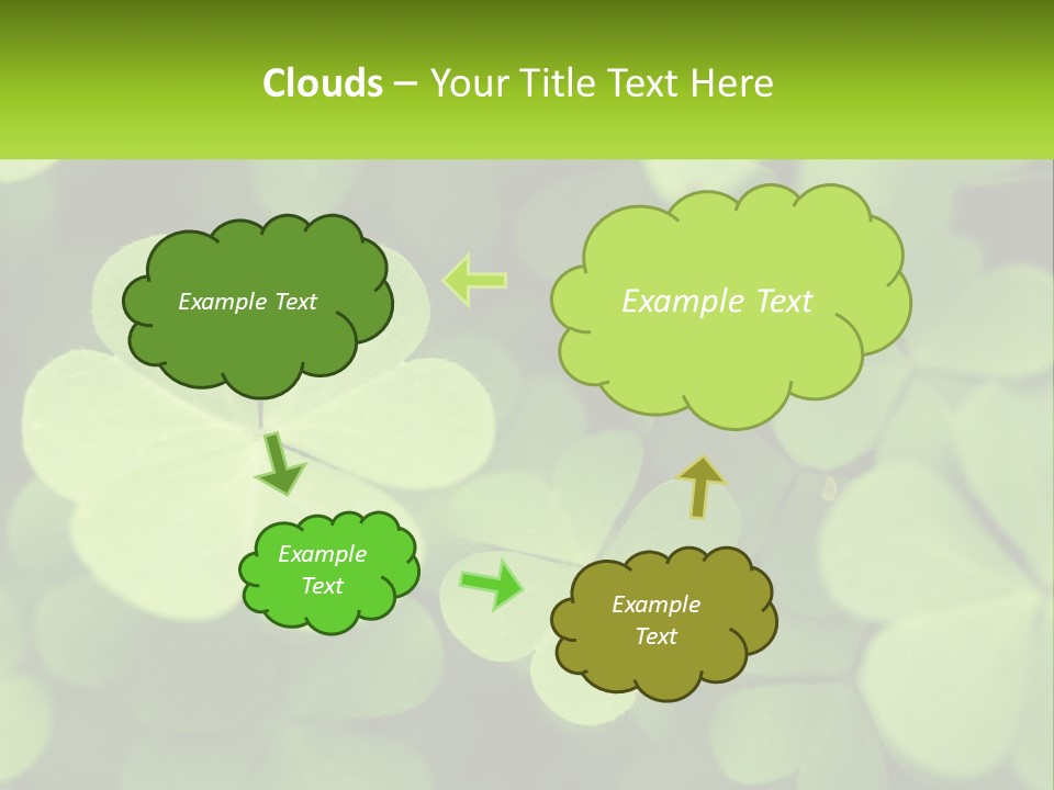 A Group Of Four Leaf Clovers With A Green Background PowerPoint Template