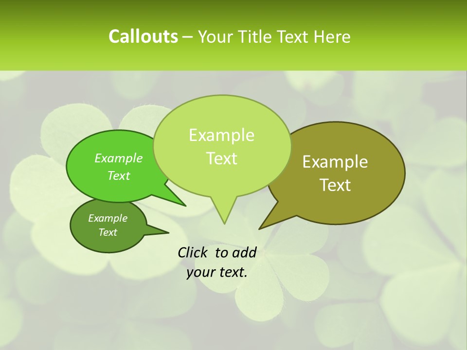 A Group Of Four Leaf Clovers With A Green Background PowerPoint Template
