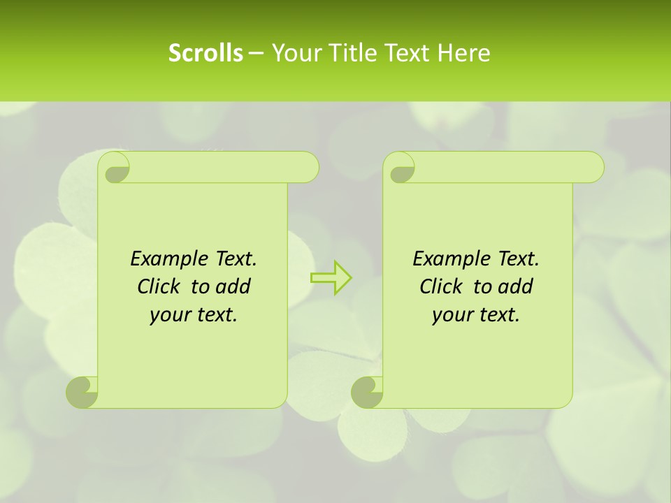 A Group Of Four Leaf Clovers With A Green Background PowerPoint Template