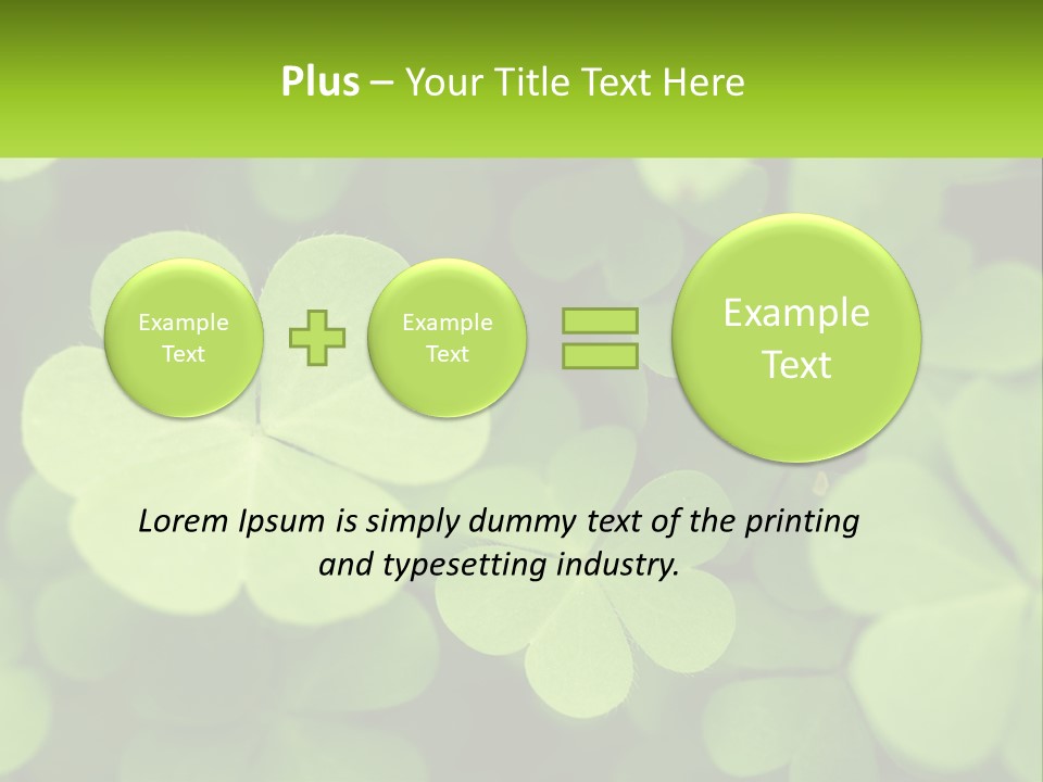 A Group Of Four Leaf Clovers With A Green Background PowerPoint Template