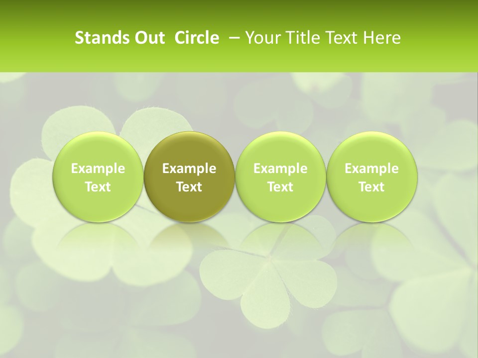 A Group Of Four Leaf Clovers With A Green Background PowerPoint Template