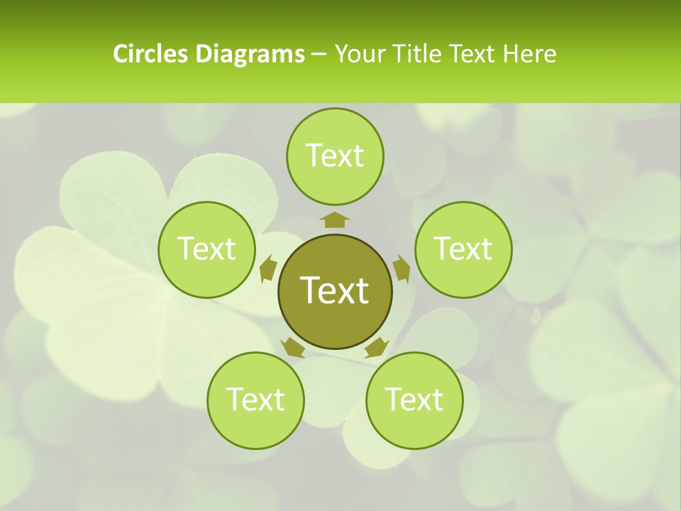 A Group Of Four Leaf Clovers With A Green Background PowerPoint Template