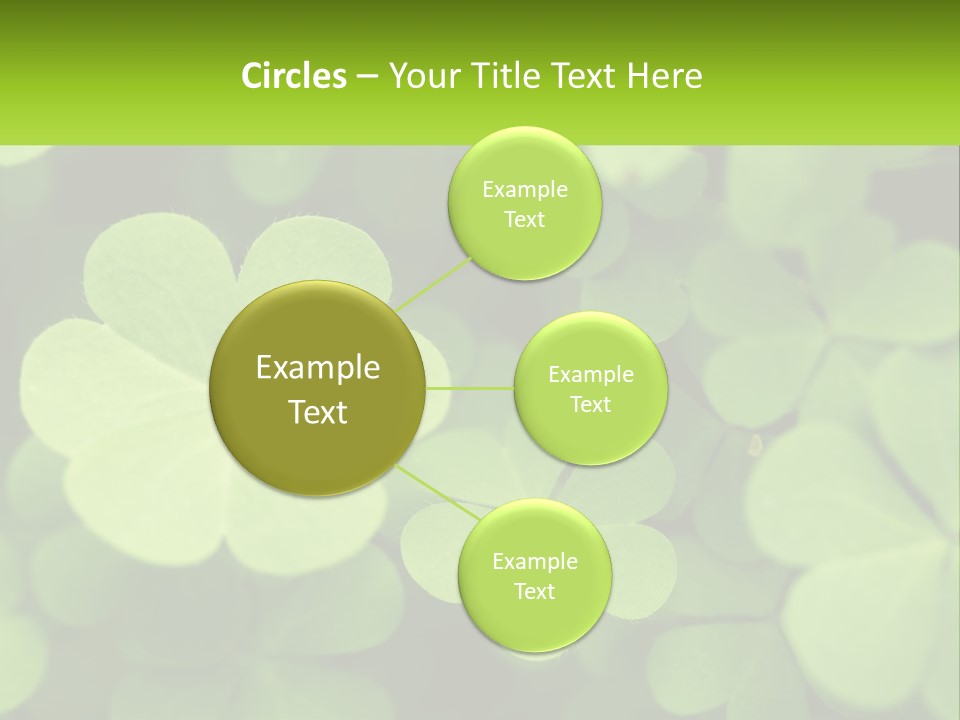 A Group Of Four Leaf Clovers With A Green Background PowerPoint Template