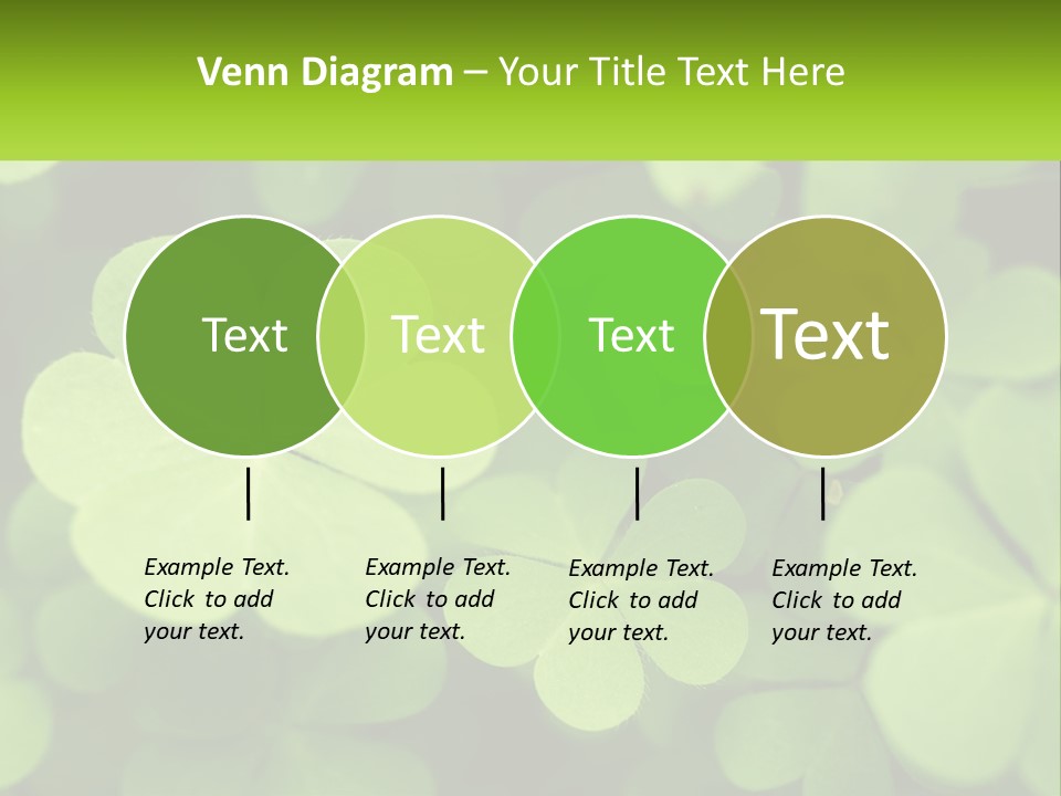 A Group Of Four Leaf Clovers With A Green Background PowerPoint Template