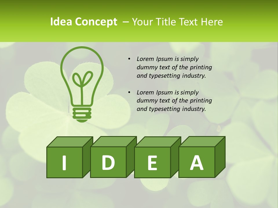 A Group Of Four Leaf Clovers With A Green Background PowerPoint Template