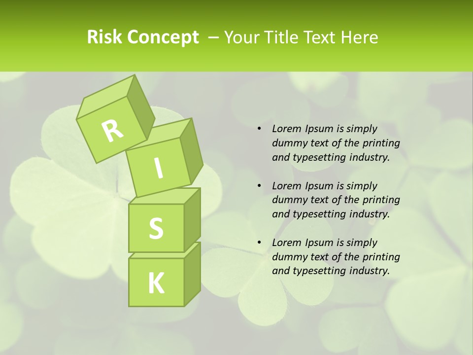 A Group Of Four Leaf Clovers With A Green Background PowerPoint Template