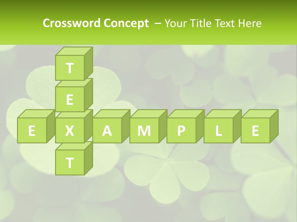 A Group Of Four Leaf Clovers With A Green Background PowerPoint Template