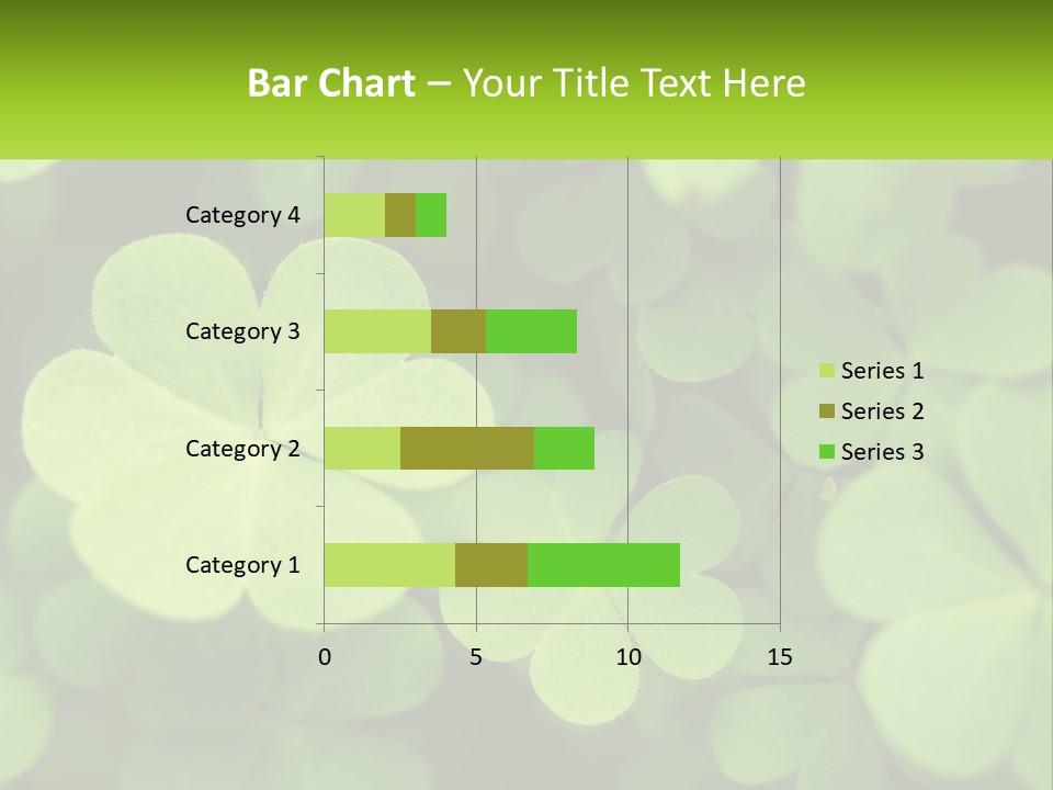 A Group Of Four Leaf Clovers With A Green Background PowerPoint Template