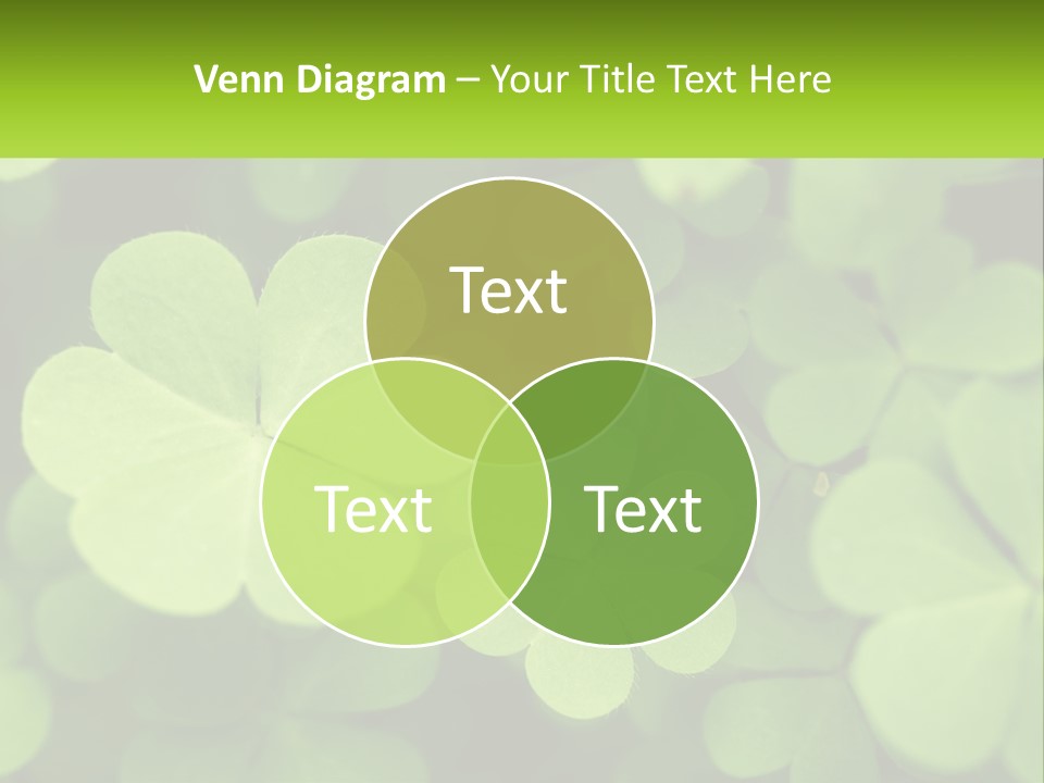 A Group Of Four Leaf Clovers With A Green Background PowerPoint Template